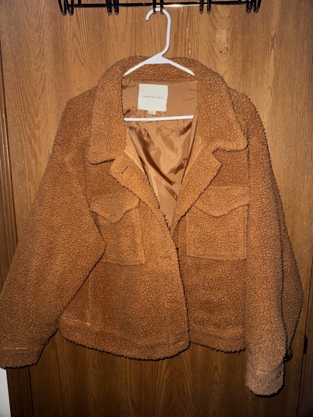 American Eagle Outfitters Teddy Sherpa Jacket - Camel Brown